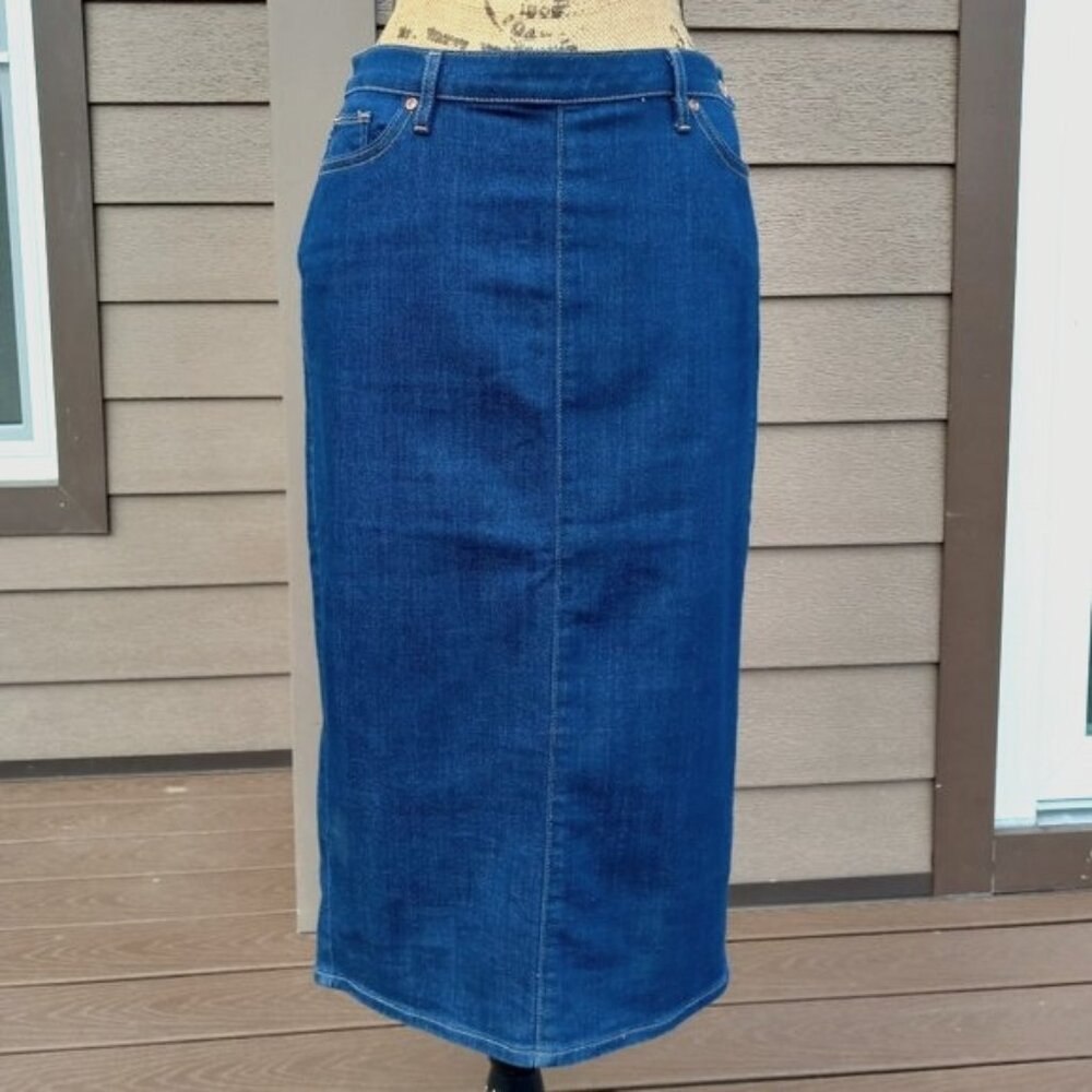 Dittos Blue Stretch Denim Pencil Skirt Cotton Blend Size 29 Waist Fits Size 6/8